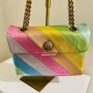 NWT Kurt Geiger London Leather Kensington Bag Pastel Rainbow